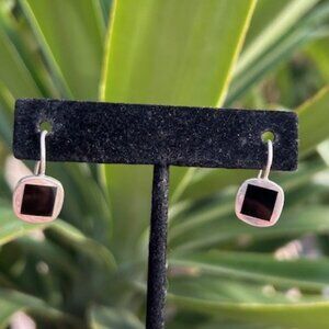 925 STERLING SILVER Black Onyx Inlay EARRINGS